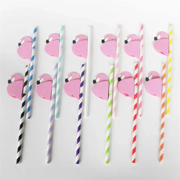 Flamingo Decorations Cocktail Paper Drinking Straw - 图片 2